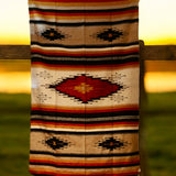 Mustard & Rust & Cream Mexican Blanket Custom Aztec Diamond Design