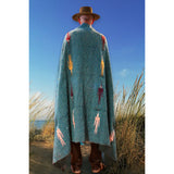 Teal Thunderbird Mexican Blanket