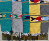 Navy Thick Mexican Blanket Fish Design