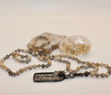 Mala ~ African Opal with Labradorite Mala adorned with Buddha - - PREORDER ONLY!