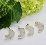 Druzy Quartz Crystal Necklace 14K Gold