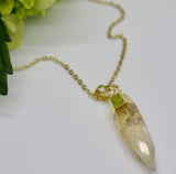 Citrine Crystal Pendant 14K Gold Necklace