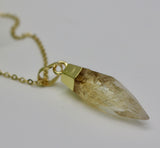 Citrine Crystal Pendant 14K Gold Necklace