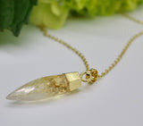Citrine Crystal Pendant 14K Gold Necklace