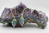 Aura Aqua Crystal Quartz Arrowhead 14K Gold Necklace