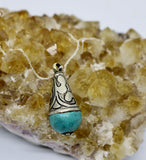 Tibetan Tear Drop Turquoise Sterling Silver Necklace