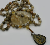 Mala ~ Ancient Fossil with Citrine adorned with Ganesh - PREORDER ONLY!