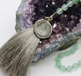 Mala ~ Flourite Mala with Dharma Wheel