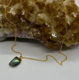 Labradorite Horn 14K Gold Necklace