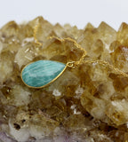 Amazonite Tear Drop Necklace 14K Gold PRE ORDER ONLY!