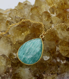 Amazonite Tear Drop Necklace 14K Gold PRE ORDER ONLY!