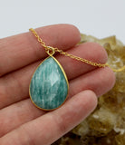 Amazonite Tear Drop Necklace 14K Gold PRE ORDER ONLY!