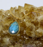 Labradorite Teardrop 14K Gold Necklace