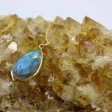 Labradorite Teardrop 14K Gold Necklace