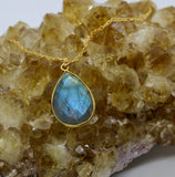 Labradorite Teardrop 14K Gold Necklace