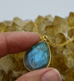 Labradorite Teardrop 14K Gold Necklace