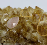 Rose Quartz Teardrop 14K Gold Necklace