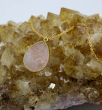 Rose Quartz Teardrop 14K Gold Necklace