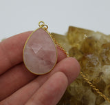 Rose Quartz Teardrop 14K Gold Necklace