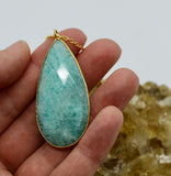Amazonite Tear Drop Necklace 14K Gold PRE ORDER ONLY!