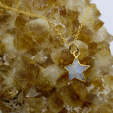 Moonstone Wish Upon a Star 14K Gold Necklace - Wish Upon a Star Pendant Necklaces | Meaningful Gifts for Dreamers