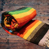 Mustard Thick Mexican Blanket Aztec Diamond Design