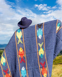 Navy Thick Mexican Blanket Fish Design