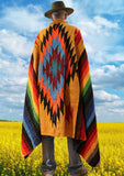 Mustard Thick Mexican Blanket Aztec Diamond Design
