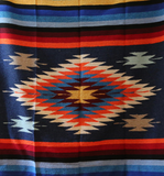 Steel Blue Thick Mexican Blanket Aztec Diamond Design