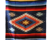 Steel Blue Thick Mexican Blanket Aztec Diamond Design