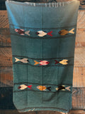 Teal Thick Mexican Blanket Fish Design