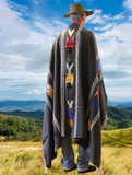 Charcoal Thick Mexican Blanket Fish Design