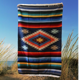 Steel Blue Thick Mexican Blanket Aztec Diamond Design