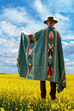 Teal/Gold Thick Mexican Blanket Fish Design