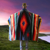 Navy Thick Mexican Blanket Aztec Diamond Design