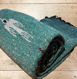 Teal Thunderbird Mexican Blanket