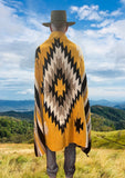 Gold Thick Mexican Blanket Aztec Diamond Design