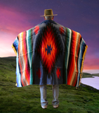 Navy Thick Mexican Blanket Aztec Diamond Design
