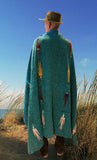 Teal Thunderbird Mexican Blanket