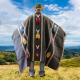 Charcoal Thick Mexican Blanket Fish Design
