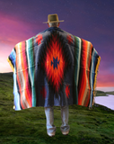 Navy Thick Mexican Blanket Aztec Diamond Design