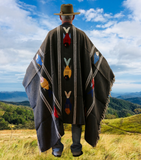 Charcoal Thick Mexican Blanket Fish Design