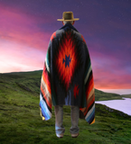 Navy Thick Mexican Blanket Aztec Diamond Design
