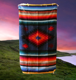 Navy Thick Mexican Blanket Aztec Diamond Design