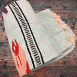 Mint Green Thick Mexican Blanket Fish Design