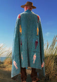 Teal Thunderbird Mexican Blanket