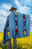 Sky Blue Thick Mexican Blanket Fish Design
