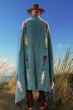 Teal Thunderbird Mexican Blanket