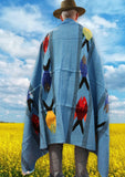 Sky Blue Thick Mexican Blanket Fish Design