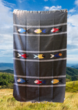 Charcoal Thick Mexican Blanket Fish Design